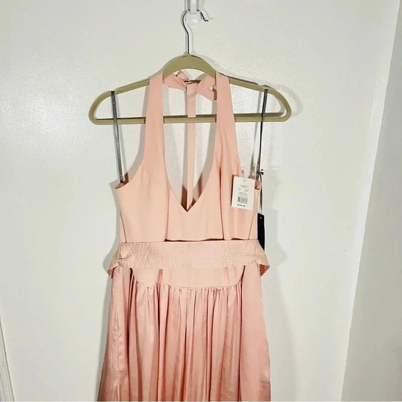 NWT Vera Wang White V-Neck Halter Gown Bridesmaid Dress with Sash Blush Wedding - Picture 3 of 13